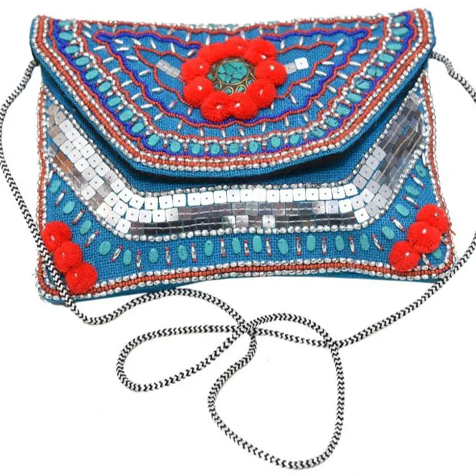 hand embroidered vintage bohemian handmade clutch bag