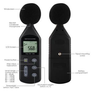 便携式数字声级计30-130dba，带A和C频率加权噪声分贝测试仪 - Product Image 5