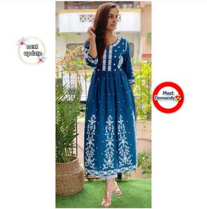 Rayon nakış iş parti giyim tasarımcı Kurtis Plaza seti koleksiyonu kadınlar için kraliyet ihracat - Product Image 1