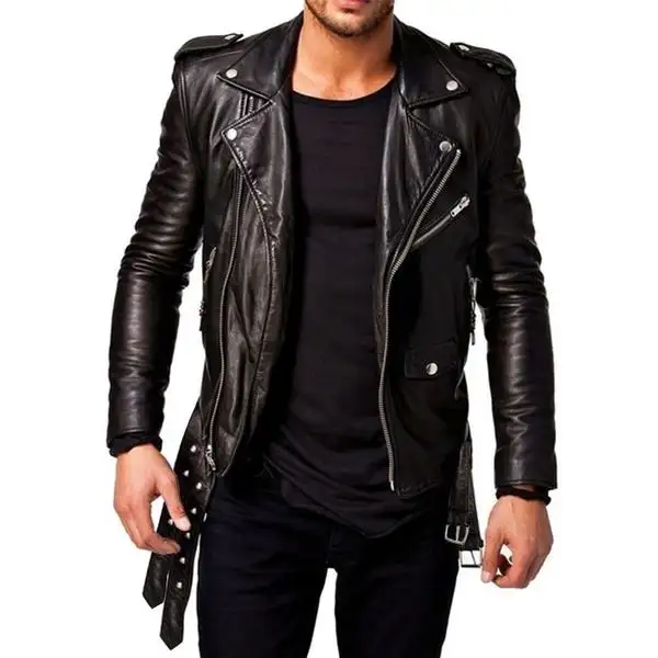 Fashion Men's clothing Slim Fit Casual Suit Coats Blazers Men's Leather Biker Jacket Hot Sale Styles Leather Jacket For Black
