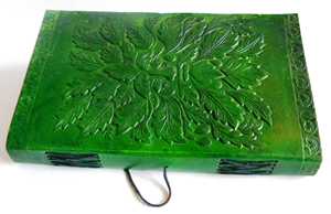 2024 Green Leaf Man Face Leather Journal Handmade Genuine Writing <strong>Notebook</strong> <strong>with</strong> <strong>Lock</strong> Thread Sewn Binding <strong>Notepad</strong> and Diary - Product Image 6