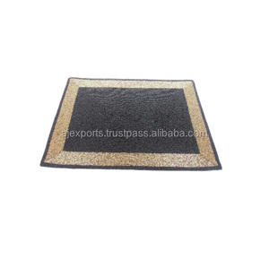 HOT <strong>SELLING</strong> GOLDEN and BLACK TRADITIONAL BEADED <strong>TABLE</strong> PLACE <strong>MAT</strong> in SQUARE SHAPE PURE <strong>HANDMADE</strong> TEA COFFEE WINE ETC BEADED - Product Image 1