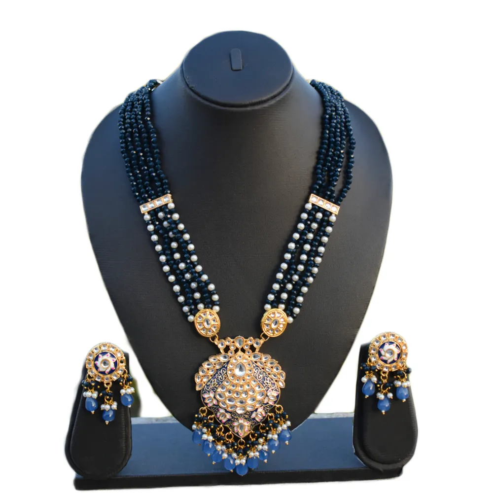 Collana di perle di pietra colorata set ultima moda tradizionale elegante meenakari kundan collana per donna e ragazza per matrimonio