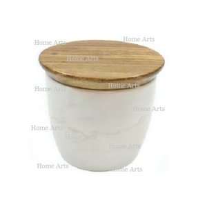 Set of <strong>2</strong> round shape small size <strong>jar</strong> with wood lid top quality <strong>spice</strong> storage container from best exporter in India - Product Image 4