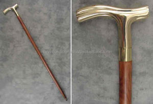 Calvin Kerajinan Tangan Tongkat Berjalan, Tongkat Dipoles Kuningan Pegangan Kayu Coklat untuk Pria & Wanita Tua CHWKS36066 - Product Image 5