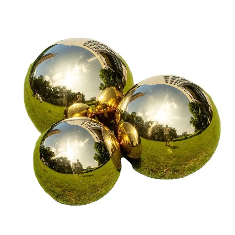 Moderne benutzer definierte große polierte Garten dekorative Hemisphäre 304 316 Edelstahl hohle Halbkugeln Metall goldene Kugeln