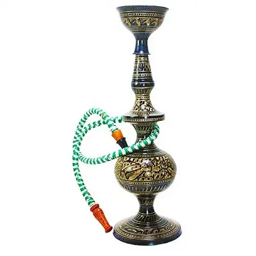 Juego de Cachimba de latón indio, shisha árabe de salida única para restaurante, shisha compatible con carbón vegetal y tabaco saborizado