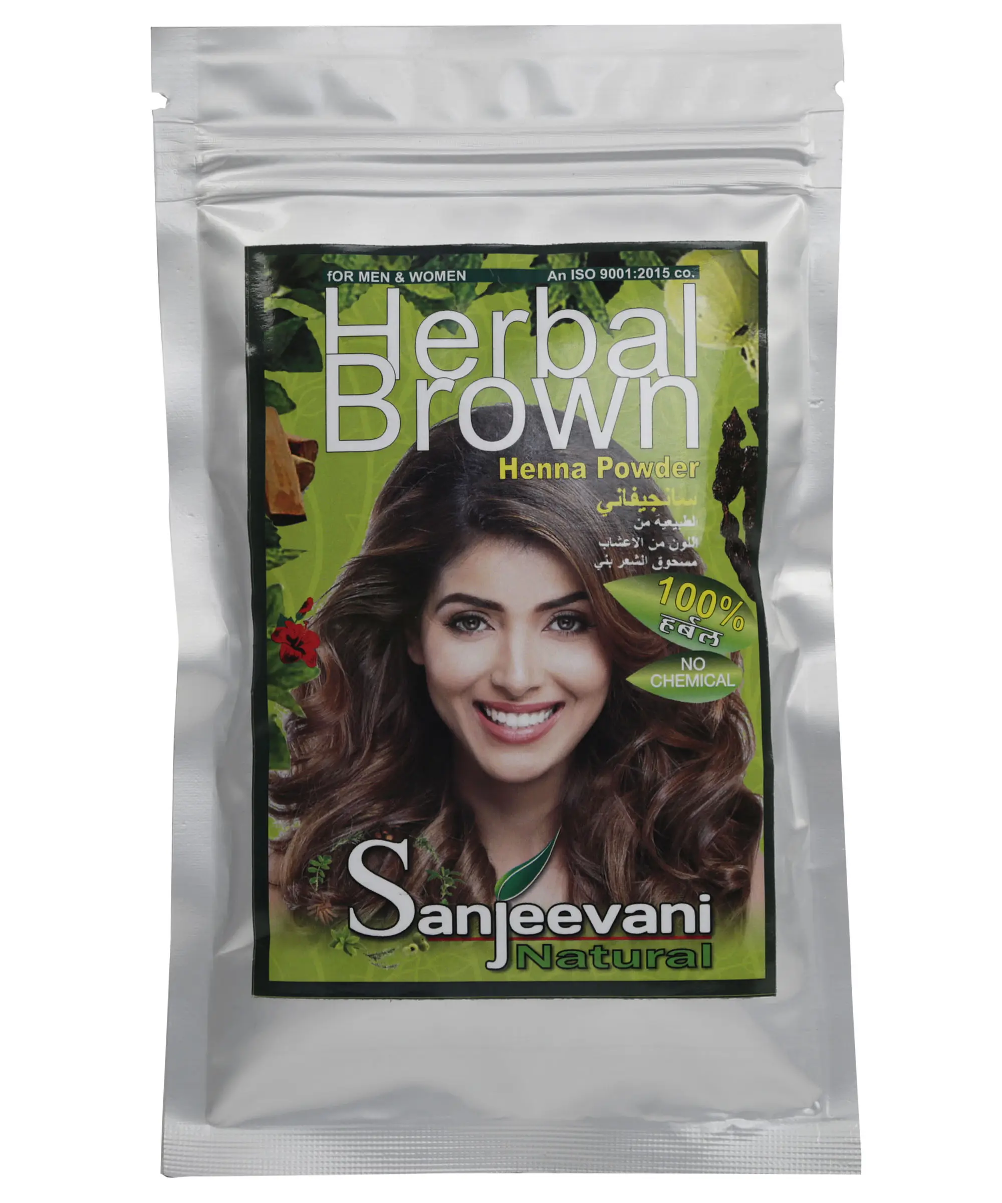 حنة عشبية مسحوق بني اللون بواسطة Sanjeevani الطبيعي المخصب مع النقي الهندي الأعشاب صبغة شعر اللون
