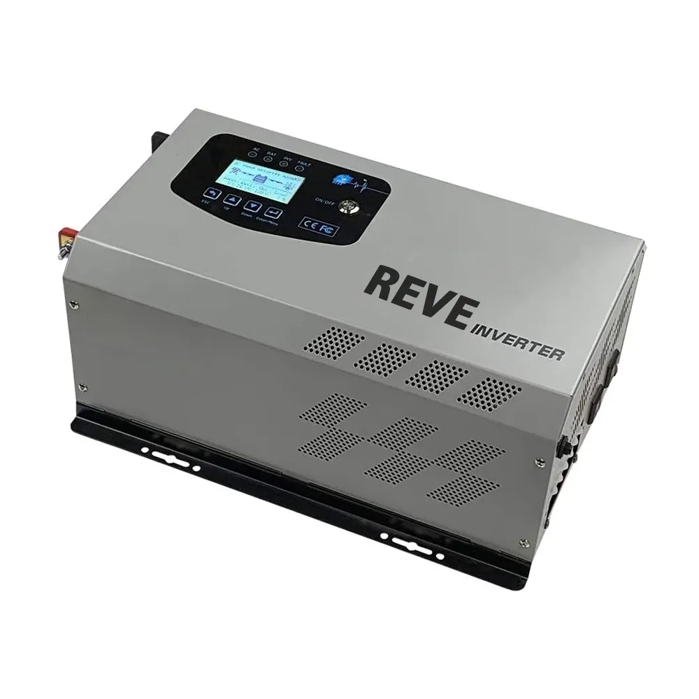 Inversor de potencia de onda sinusoidal pura, convertidor de salida de CC 12V a 2000 V AC con cargador de batería, pantalla LCD, 6000W, pico de 110 W