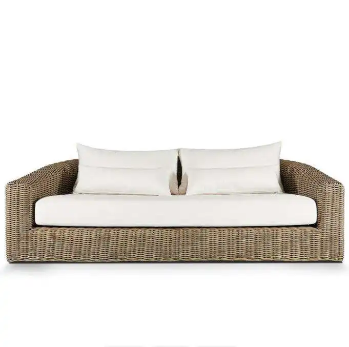 Meubles de jardin en rotin et osier, lot de 2 pièces, chaise longue avec coussin tissé à la main, set de canapé de jardin en rotin anti uv