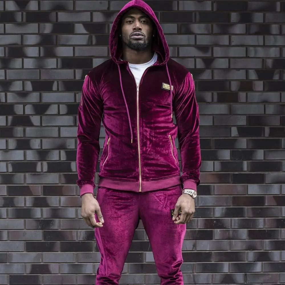 कस्टम पुरुषों उच्च गुणवत्ता मखमल Velour Tracksuits