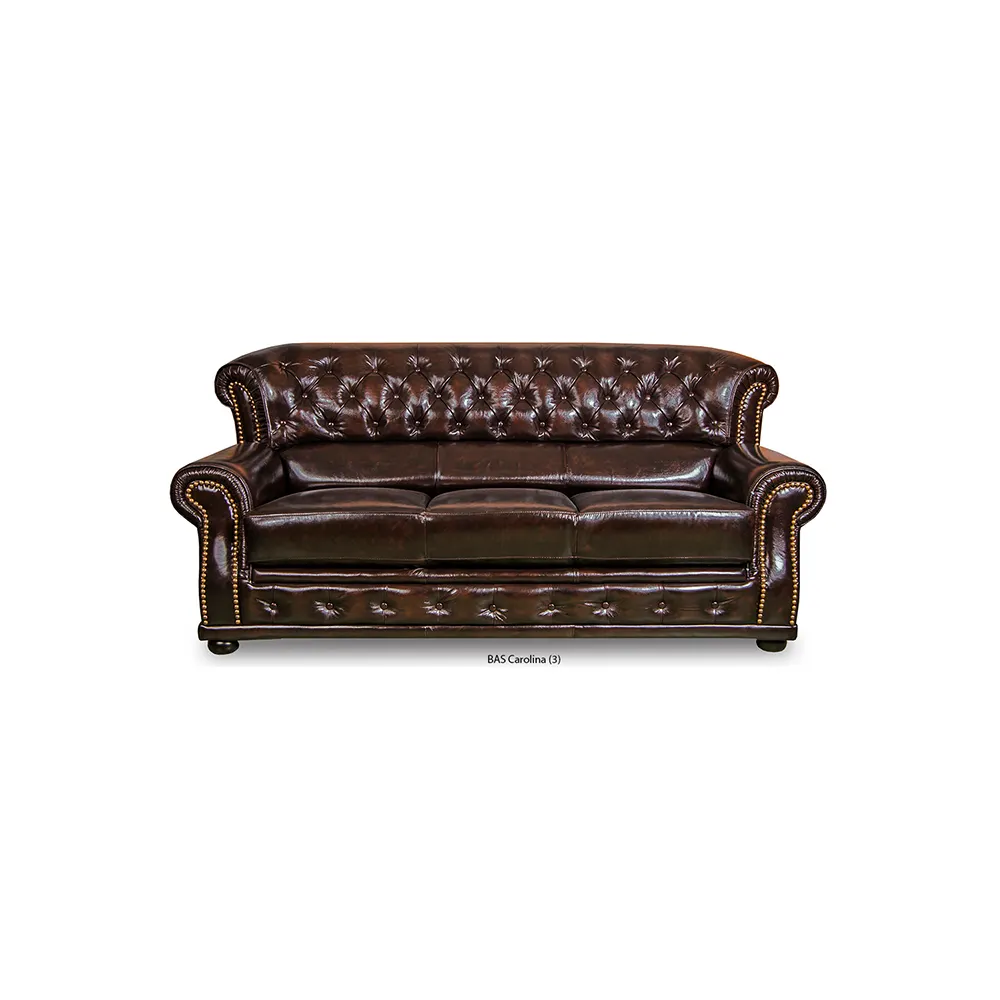 Chesterfield-sofá de sala de estar de CAROLINA, mueble moderno y clásico, tejido de cuero lujoso y elegante, 3 + 2 + 1, Malasia