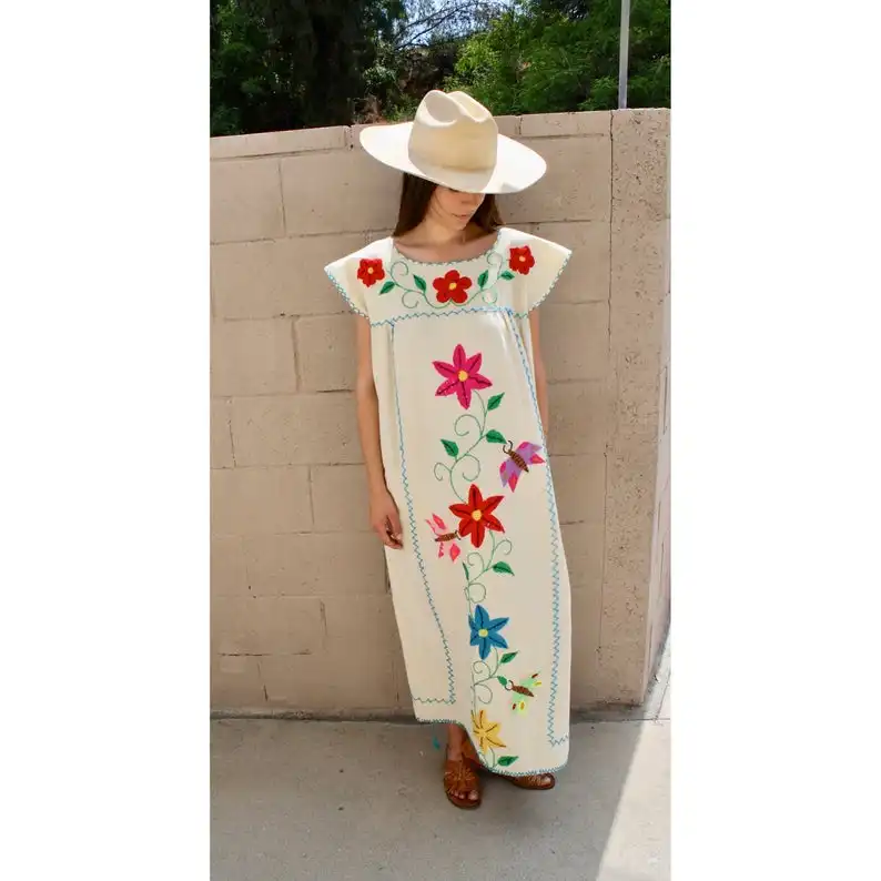 Bán Buôn Phong Cách Boho Phong Cách Cổ Điển Thêu Mexico Áo Hippy Cotton Rung Hue Birds Thiết Kế Boho Vintage Nhìn Trendy Top