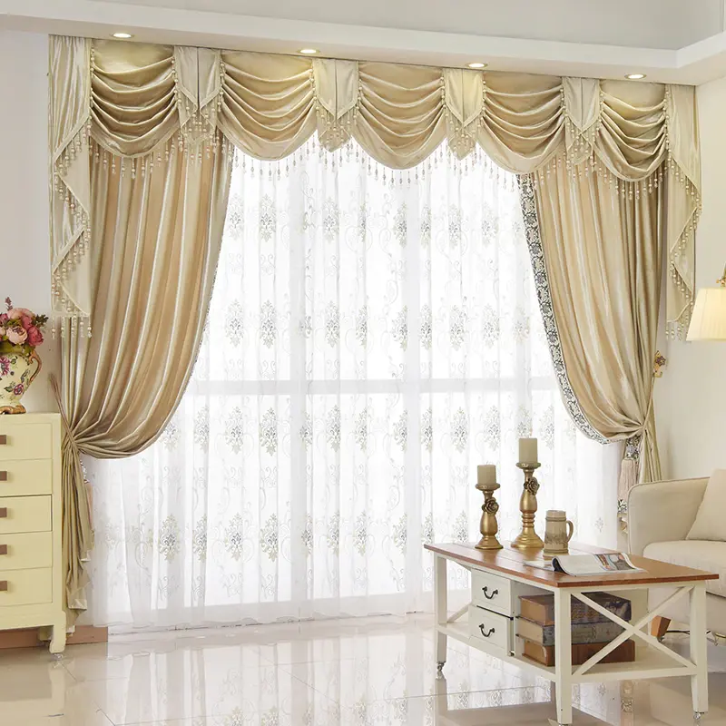 Tessuto di velluto pesante personalizzato lusso ed eleganza Valance Dubai Window Black Out Curtain Smart Curtain driver
