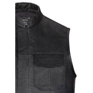 ウィングトレーダー製の高品質メンズリアルトップグレインバイクレザーベスト