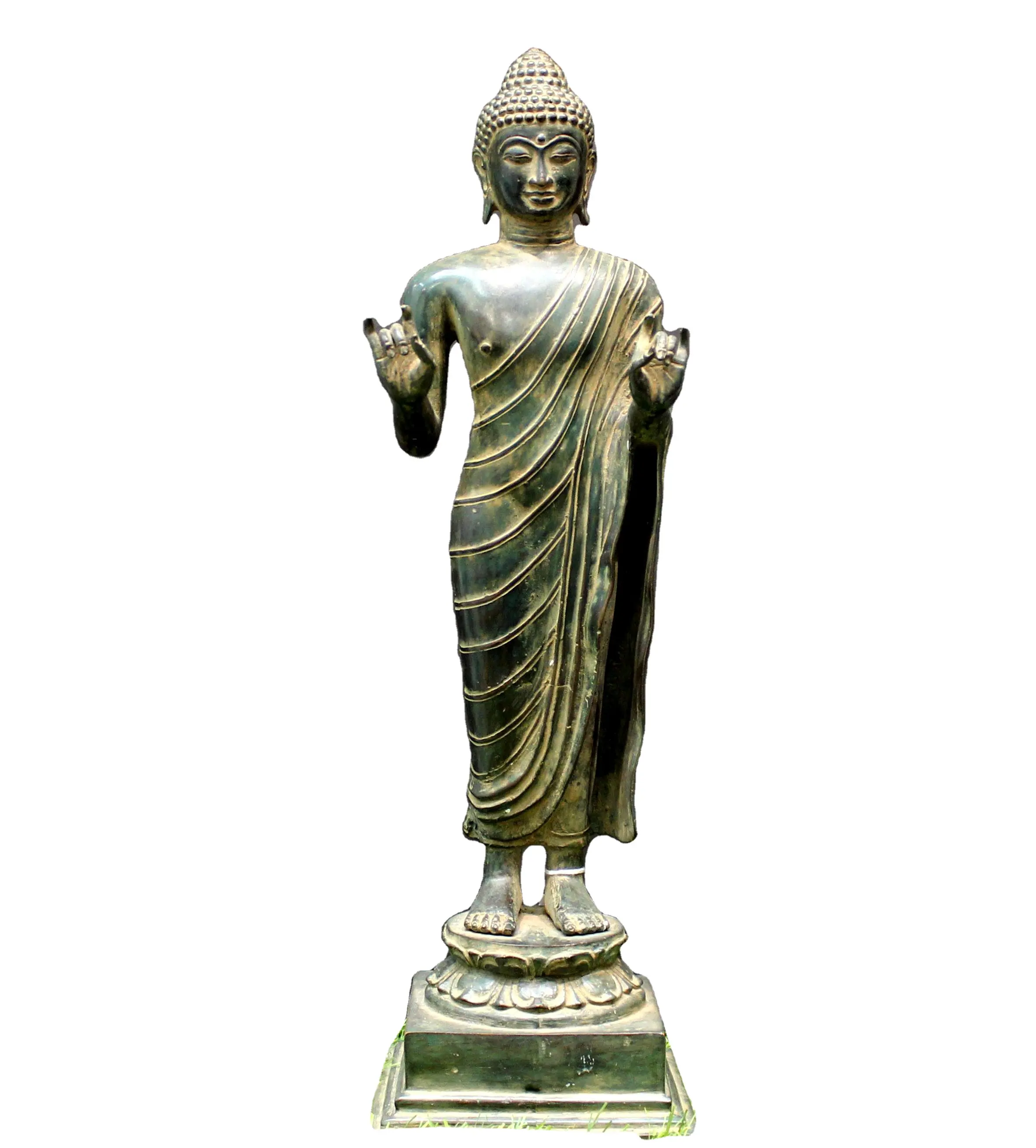 Estatua de estatua de Buda para decoración del hogar, gemas de Metal y metal de Rudra de latón antiguo, escultura religiosa de la India coleccionable, arte de budismo