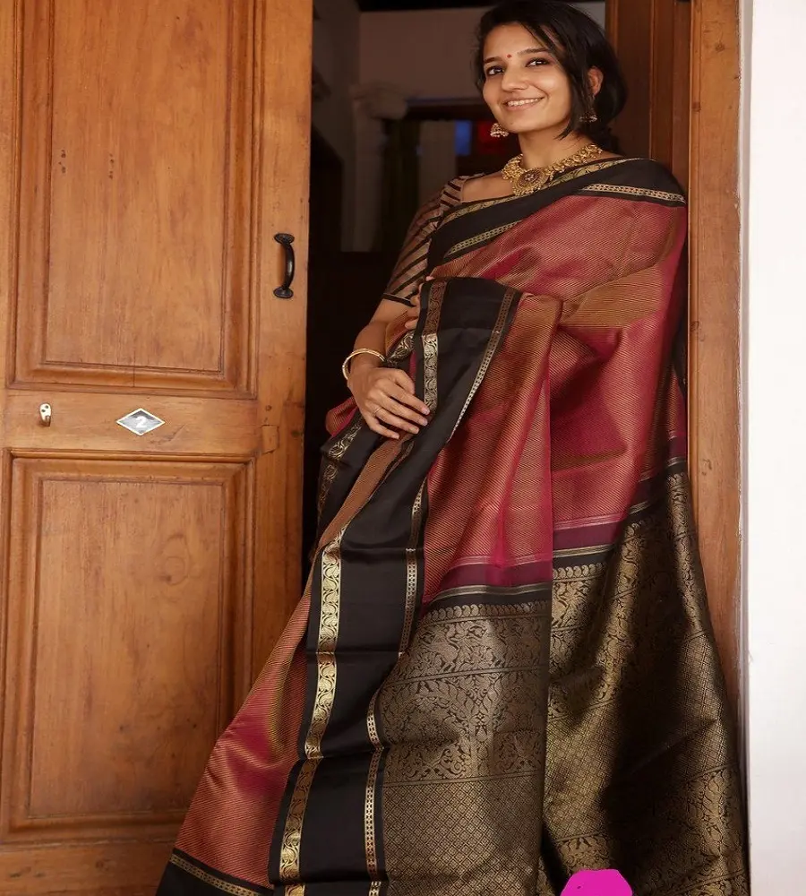 Saree Sari Kain Lembut Desain ZARI Heavy JEQUARD dengan Blus Potongan Di India Wanita Pesta Tenun India & Pakistan untuk Dewasa