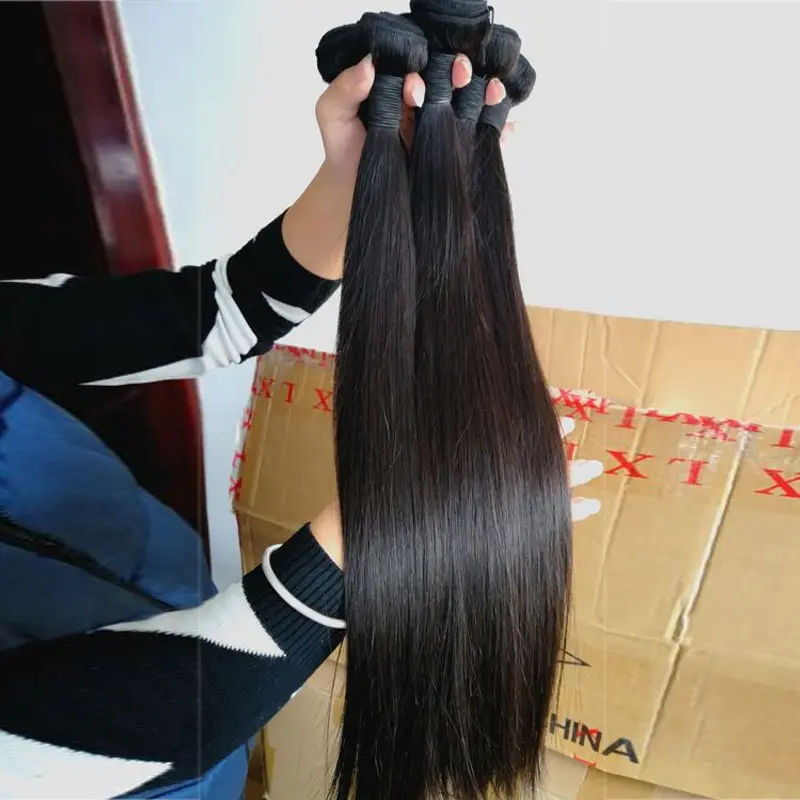 Cabello lacio indio sin procesar, tejido de 32, 34, 36, 38 y 40 pulgadas, cabello humano peruano 100%, paquete de cabello humano brasileño de visón superlargo
