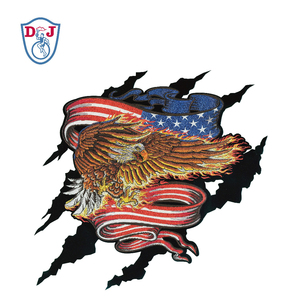 15.7&quot; Sew on Biker Back Patches Born-to-be-free <strong>Eagle</strong> <strong>Embroidery</strong> Emblem <strong>Design</strong> Large Patches for Jacket - Product Image 2