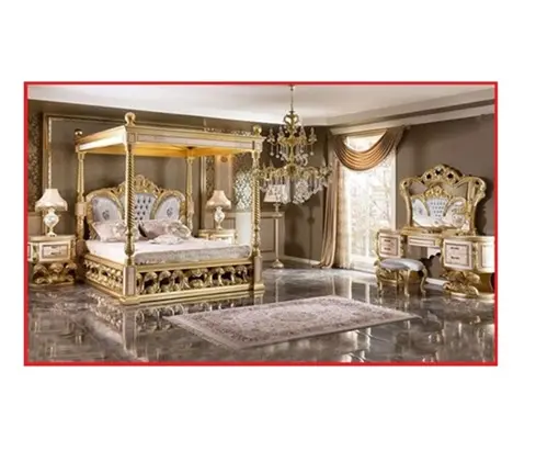 Luxus viktoria nischen Baldachin Schlafzimmer möbel Set Französisch Rokoko-Stil Schlafzimmer möbel Traditionelle Queen-Size-Baldachin Schlafzimmer-Sets