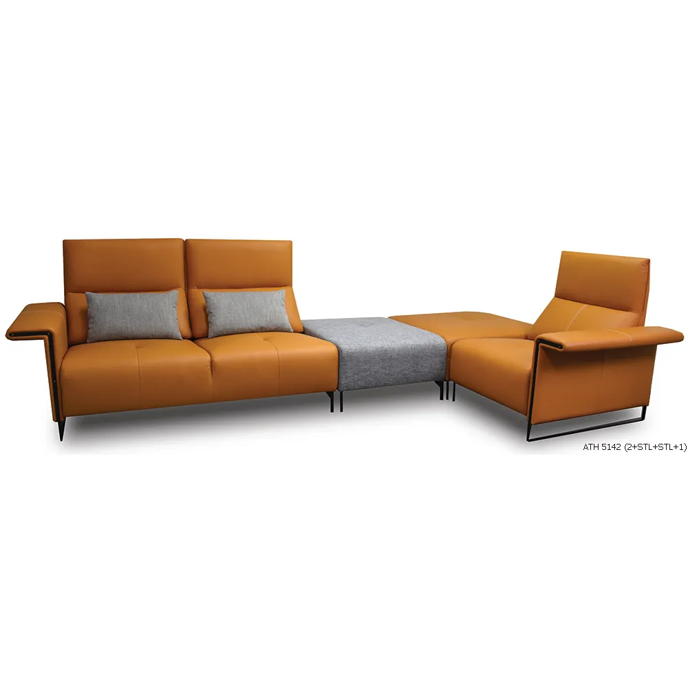 Sofa ATH 5142 Living Room Modern Home Furniture Genuine Leather Fabric Modular Design Couch Lounges 3+2+1 L-shape Malaysia