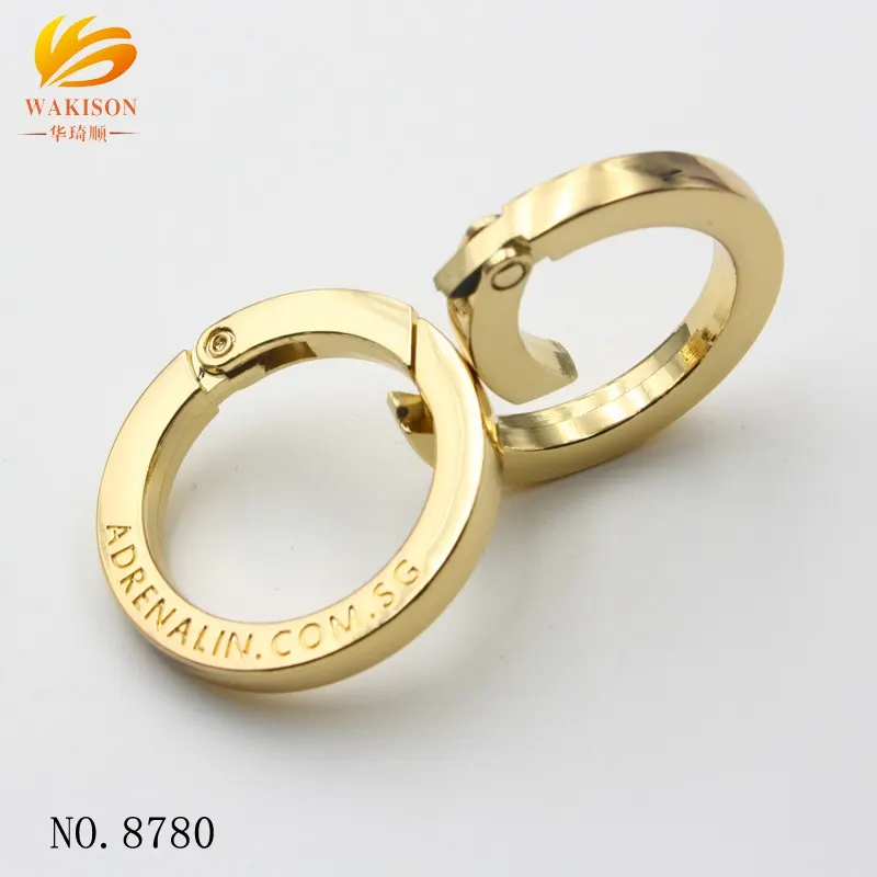 Custom Circle Snap Clip Hook O Ring Spring Gate Clasp Buckle Round Spring Carabiner for Keychain Handbag