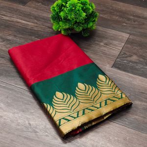Beautiful Rich Pallu &amp; Jacquard Weaving Work with Green and Red Colour Blouse Fancy <strong>Sari</strong> Wholesale Low Price - Product Image 5