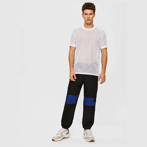 Özel Logo erkek naylon örgü T-Shirt ekip boyun See Through tam örgü kısa kollu T-Shirt yaz balık ağı T shirt erkekler
