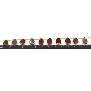Rubino 15 A 17 MILLIMETRI Smooth Forma Irregolare Laterale Forato placcato Oro 10 Perline - Product Image 3