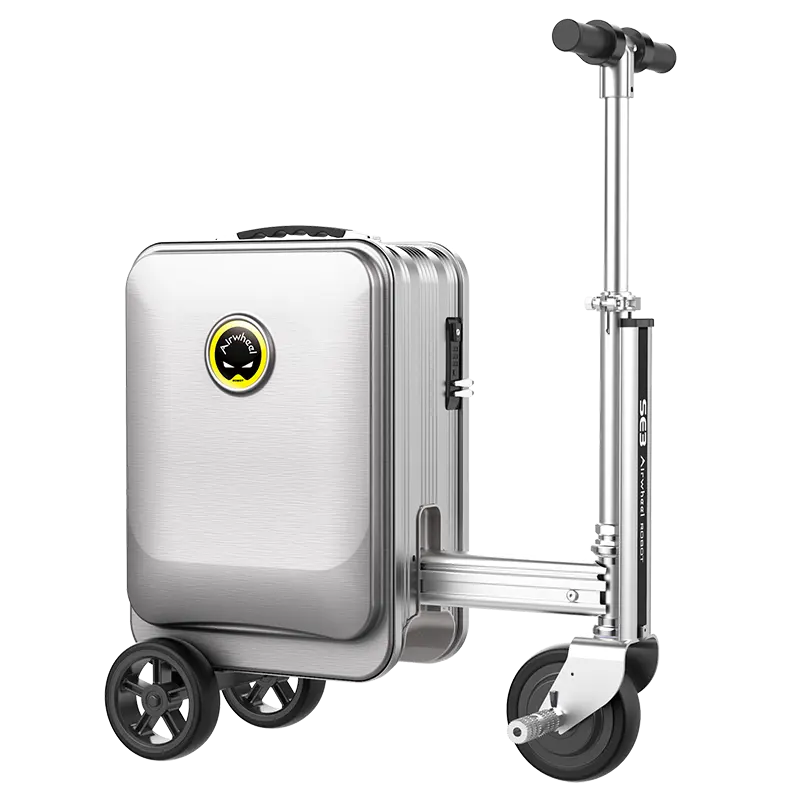 AIrwheel rideable حقيبة الأسود الوردي سكوتر حقيبة أمتعة ذكية تحمل على 2022 الاجتماعية المشاهير أوصى الأمتعة سكوتر