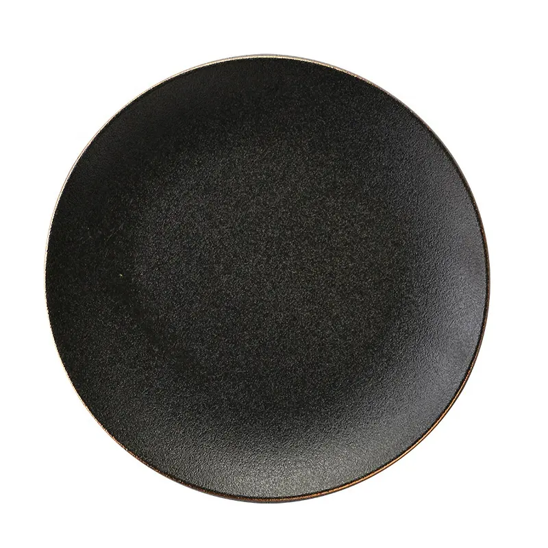 Piatto da pranzo in porcellana nera opaca da 10 pollici elegante piatto da portata in ceramica rotonda per bistecca insalata Pasta Pizza