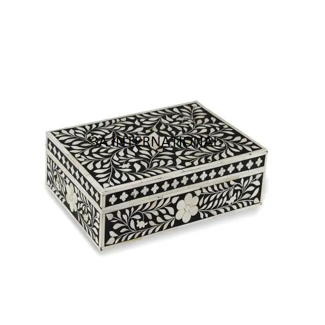 Attraente scatola di immagazzinaggio del materiale finito dell'intarsio dell'osso del progettista scatola di gioielli rettangolare decorativa per il contenitore delle merci domestiche
