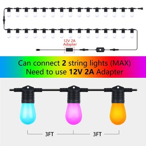 最新の48FT15電球パーティーホリデーストリングライトポイントコントロールtuyaWiFi & BLEスマートrgbwストリングライト - Product Image 6