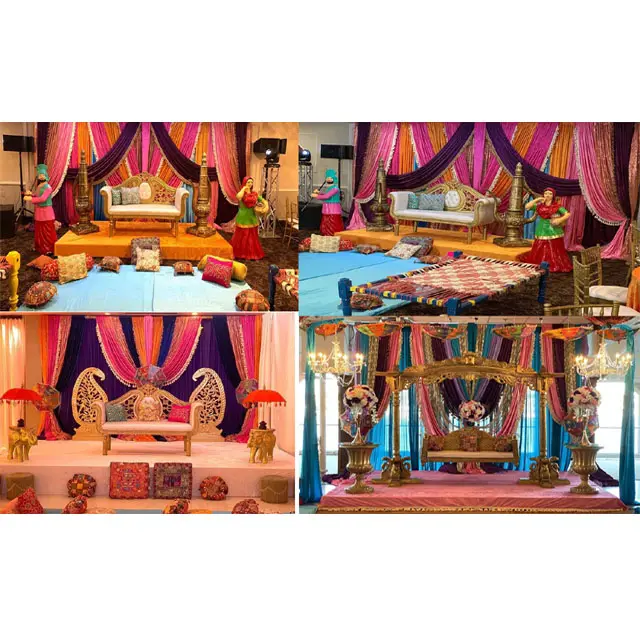 Punjabi-artículos de decoración para bodas, accesorios de decoración coloridos para fiesta de Heena