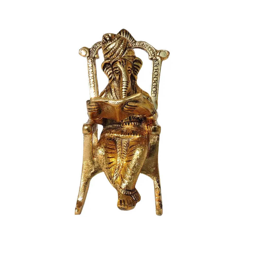 Statue de dieu seigneur Ganesh de l'artisanat indien, chaise dorée Ganesh à la forte demande du fabricant indien