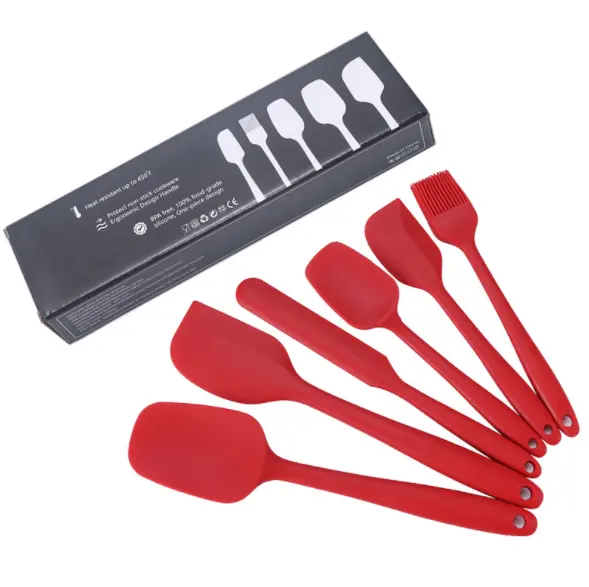 Gran oferta, juego de utensilios de cocina de 6 piezas, incluye espátula para cocinar, cepillo de aceite, utensilios para hornear, utensilios de cocina redondos de silicona para cocina casera