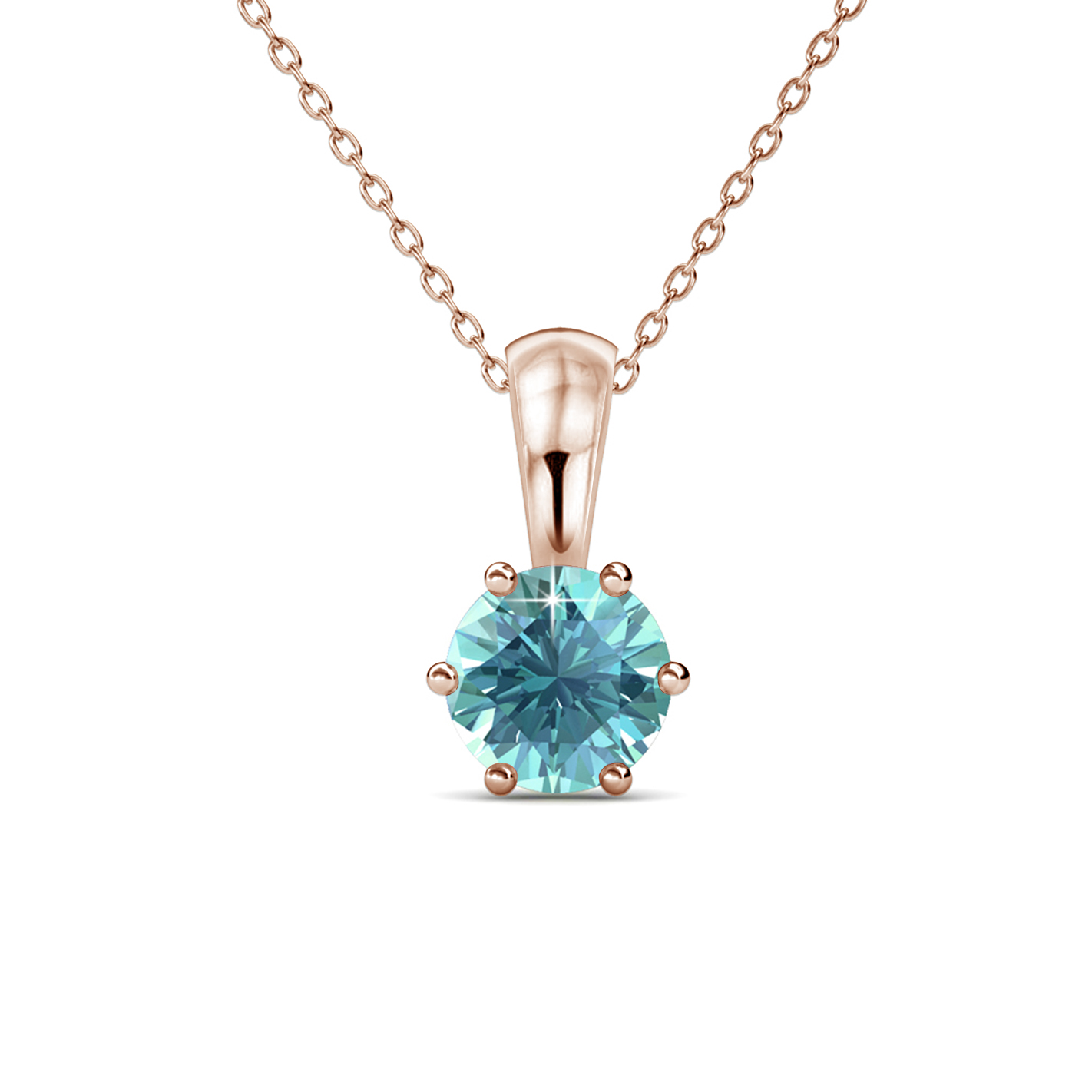 Pendentif en laiton plaqué or rose 18 carats - Topaze bleue