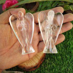 Toptan Premium kalite doğal kuvars kristal temizle el oyma melekler kutsal melekler heykel modeli işık dekor için - Product Image 2