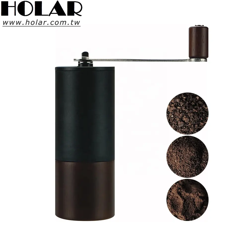 [Holar] Molinillo de café de rebabas manual portátil pequeño fabricado en Taiwán con selector de molienda ajustable incorporado