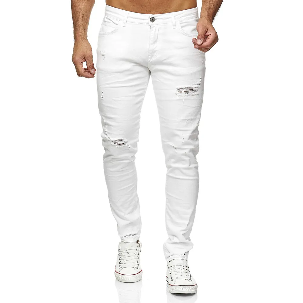 Haute Qualité Personnalisé Propre Logo Hommes Avec Denim Jeans Casual Wear Hommes Blanc Jeans Pantalon À Vendre