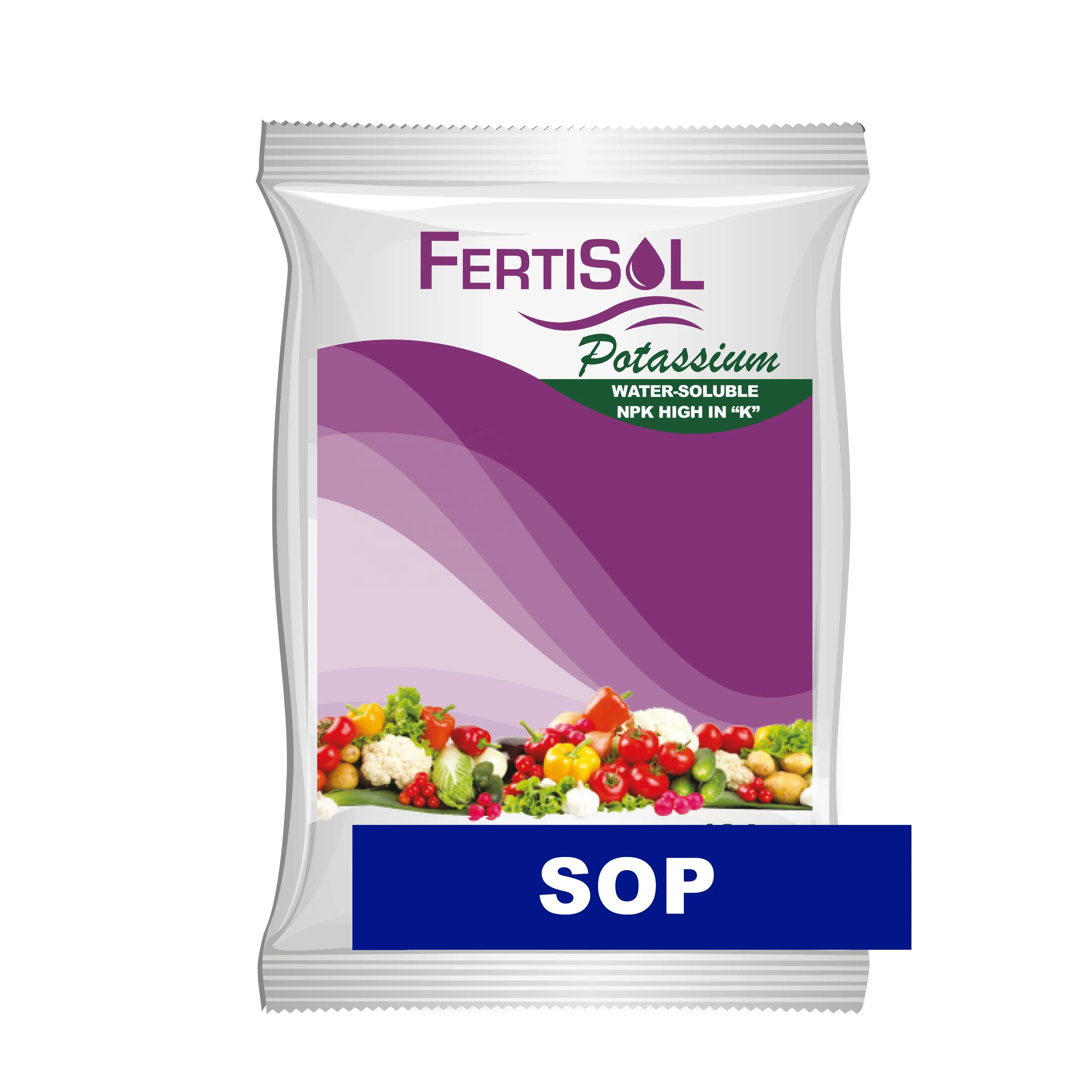 Polvo blanco fertilizantes SOP de grado 50K2O puro de sulfato de potasio 100% Soluble