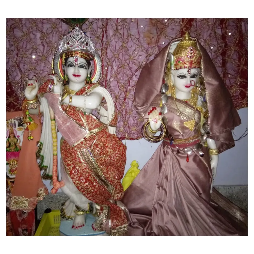 Statua in marmo colorato Lord Radha Krishna