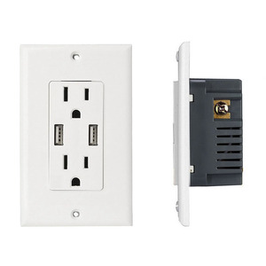 <strong>2</strong> Gang Outlet with <strong>2</strong> <strong>USB</strong> with Cover 5.0V/3.6A/<strong>2</strong>.1A American US Standard <strong>USB</strong> Wall <strong>Socket</strong> - Product Image 1