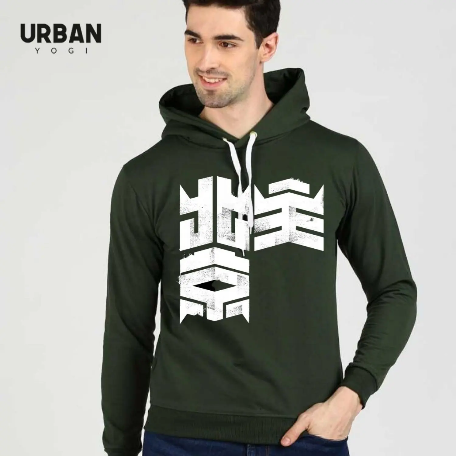 Sudadera con capucha de algodón y forro polar para hombre, prenda deportiva transpirable de secado rápido, con estampado de pantalla personalizada, color verde, antideslizante y antideslizante