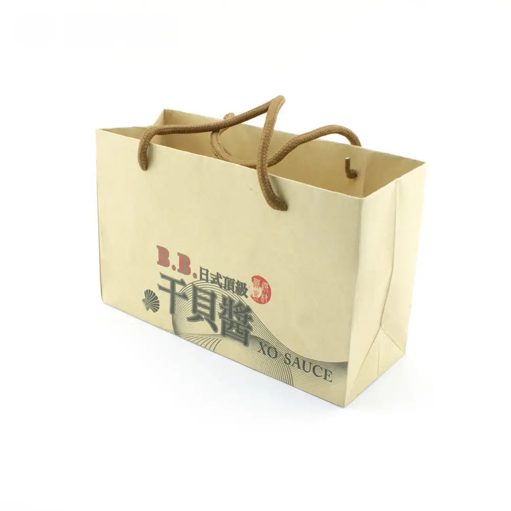 Logotipo personalizado impresso Natural Kraft Paper Bags