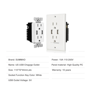 <strong>2</strong> Gang Outlet with <strong>2</strong> <strong>USB</strong> with Cover 5.0V/3.6A/<strong>2</strong>.1A American US Standard <strong>USB</strong> Wall <strong>Socket</strong> - Product Image 6