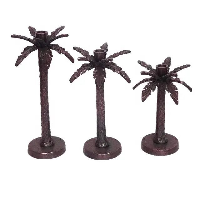 Candelabro de palmera con acabado de bronce antiguo, artículo de regalo hecho a mano para decoración del hogar