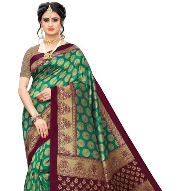 Venta al por mayor en Surat, ropa elegante y Regular, diseñador, Saree de tela suave con estampado de Bangur con brocado, blusa, pieza
