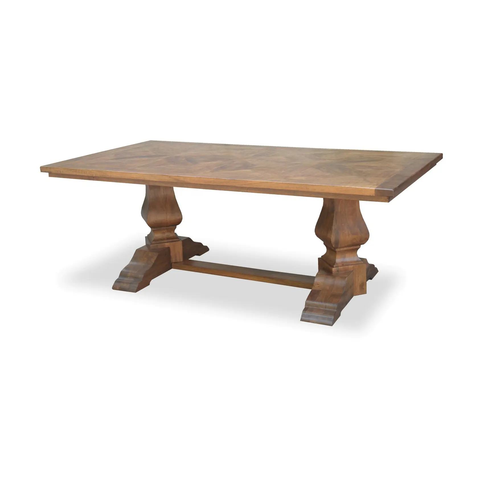 2 PEDESTAL BASE DINING TABLE Mango Acacia Solid Wood Rustic Furniture Modern