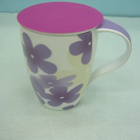 Juego de tazas de té con diseño, incluye tapa de silicona e Infusor de té